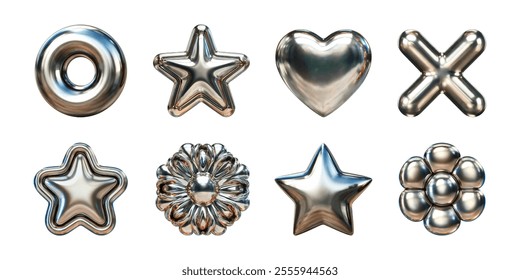 Reflective 3d Metallic Silver Shape Mold Decorative Element