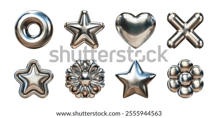 Reflective 3d Metallic Silver Shape Mold Decorative Element