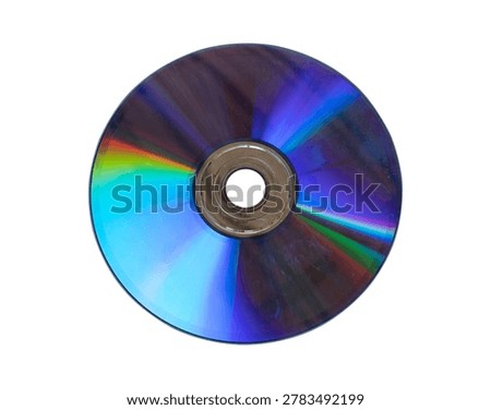 Reflective compact disc isolated on transparent background with rainbow light effect