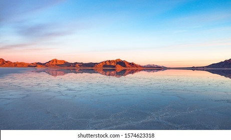 The reflective surface of the Bonneville Salt Flats in winter. - Powered by Shutterstock