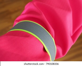 Reflex Reflective Snap Band On Pink Soft Shell Jacket