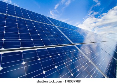 Reflexion Of The Sky On The Photovoltaic Modules