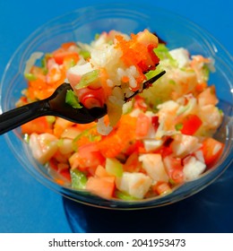 Refreshing Bahama Seafood Poke Bowl Lunch On Hot Summer Day