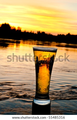 Similar – Image, Stock Photo sundowner Twilight pint
