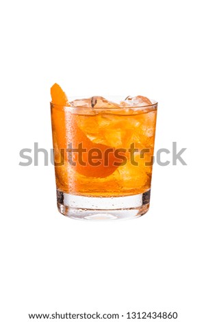 Refreshing Bourbon Old Fashioned Cocktail on White with a Clipping Path
