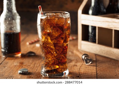 Refreshing Bubbly Soda Pop With Ice Cubes