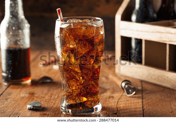 Refreshing Bubbly Soda Pop\
with Ice Cubes