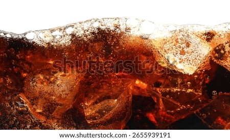 Refreshing cola with ice isolated on white