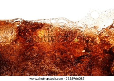 Refreshing cola with ice isolated on white