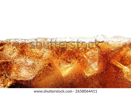 Refreshing cola with ice isolated on white