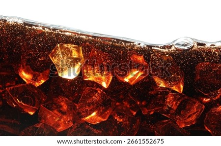 Refreshing cola with ice isolated on white