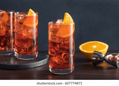 Refreshing Cold Americano Cocktail With An Orange Garnish