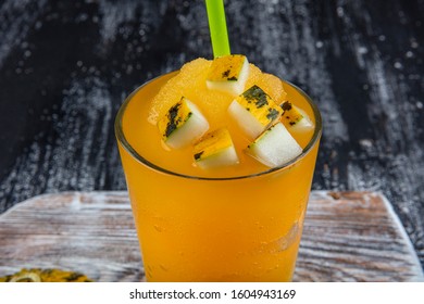 Refreshing Cold Summer Drink Melon Frozen Slushie. Melon Frozen (melon Sorbet) Cafe Concept.