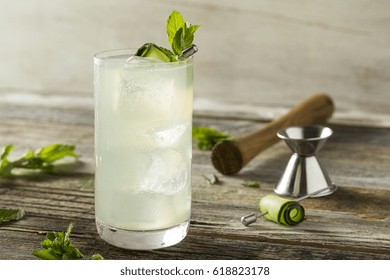 Refreshing Cucumber Gin Spritz Cocktail With Lime And Mint