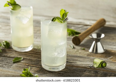 Refreshing Cucumber Gin Spritz Cocktail With Lime And Mint