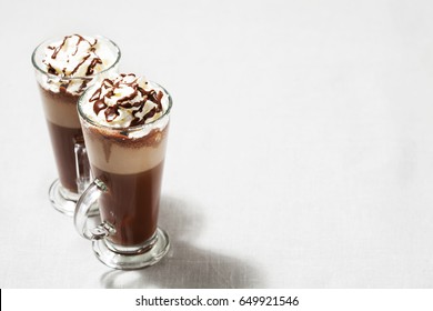 Refreshing Iced Coffee Drink With Whipped Cream: Freddoccino, Frappuccino
