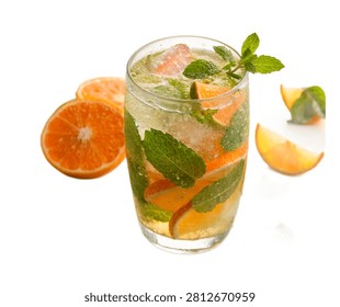 Refreshing Juice Chilled Refreshing Fruit Jui Isolated On White Background