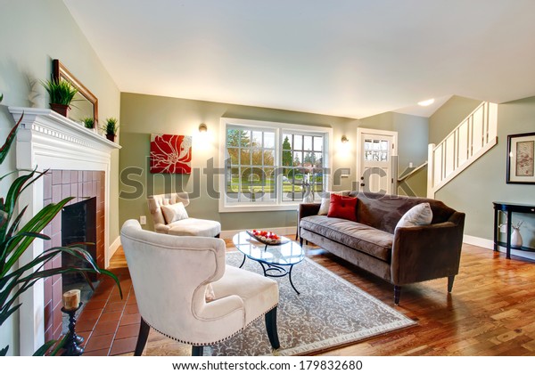 Refreshing Living Room Light Green Walls Stock Photo Edit Now 179832680