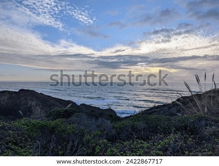 refreshing ocean landscape, cliffs overlooking the Pacific Ocean at sunset