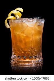 Refreshing Rum And Coke Cocktail On A Black Background