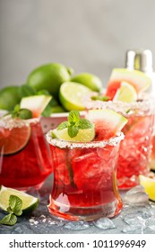 Refreshing Summer Drink Watermelon Margarita With Limes