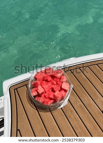 refreshing watermelon on hot summer day on boat 