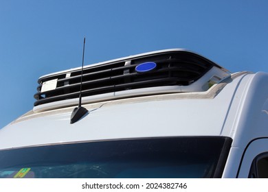 Refrigeration Unit On The Roof Of A Cargo Van. Truck Refrigeration Unit