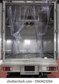 Refrigerator Truck Interior. Cold Storage Fresh Or Frozen Food Transportation.