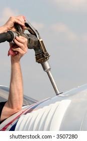 Refuel the plain in close up
