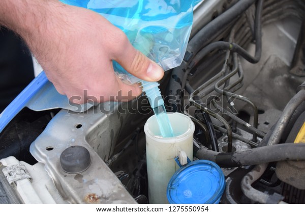 Refuel washer fluid on the car - Kongsvinger,\
Norway (6th january\
2019)