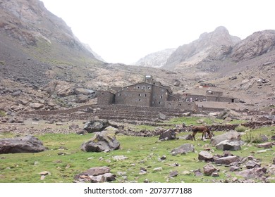 Refuge Toubkal in high atlas mountains ,imlil ,morocco
