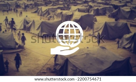 Refugee problem image. International support. SDGs.