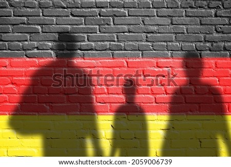 The refugees migrate to Germany . Silhouette of illegal immigrants . Europe union migration policy