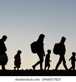 Refugees Silhouette Walk AI-generated image 2484570225 | Shutterstock