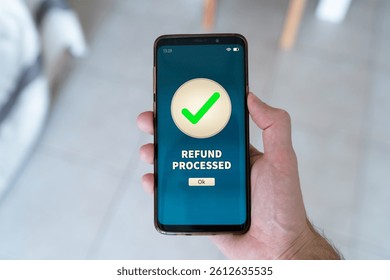A Refund processed notification on smart phone.