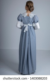 Regency Woman In Blue Dress