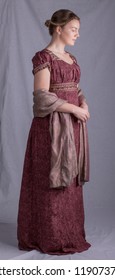 Regency Woman Dark Red Gown Stock Photo 1190737015 | Shutterstock