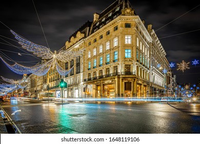 Regent Street At Christmas Time  In London, UK