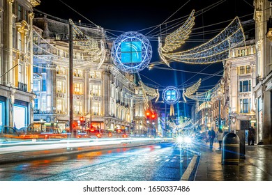 Regent Street At Christmas Time  In London, UK