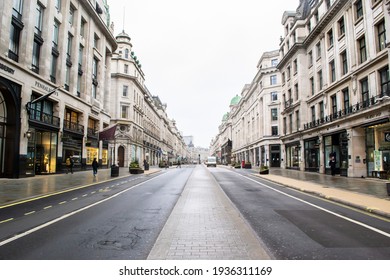REGENT STREET, LONDON, ENGLAND- 17th February 2021: A quiet Regent Street during the latest coronavirus national lockdown