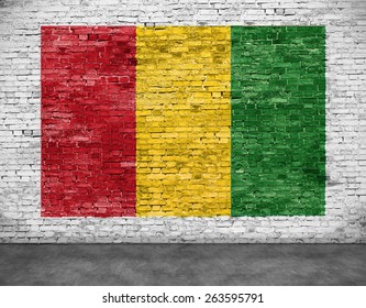 Reggae Flag Painted On White Brick Wall