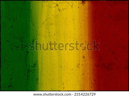Reggae Jamaica rasta grunge green yellow red background with scratches wall effect