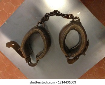 Reggio Emilia / Italy - 06/10/2015: Handcuffs: Museum History Of The Psychiatry, Ex Mental Hospital Pavilion Cesare Lombroso  An Italian Doctor Father Of Modern Criminology And Criminal Anthropology