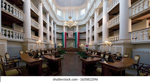 Reggio Emilia, Emilia Romagna, Italy - 04.18.2015 - The hall of the Tricolore headquarters of the municipality of Reggio Emilia