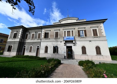 Reggio Emilia, Emilia Romagna, Italy - 10.11.2021: The exterior of the headquarters of the social promotion association ARCI of Reggio Emilia