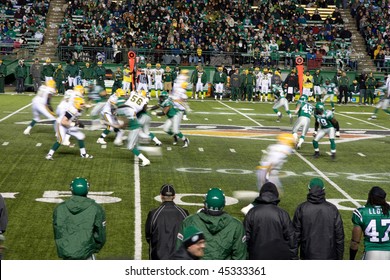 REGINA - OCT 25:  Canadian Football League Game Featuring The Saskatchewan Roughriders And Edmonton Eskimoes.  October 25, 2008 In Regina, Canada.