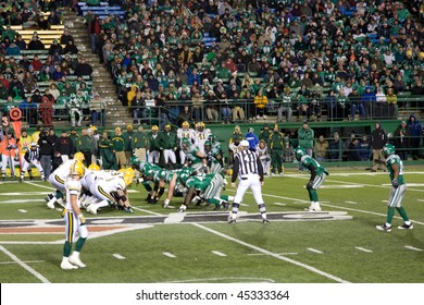 REGINA - OCT 25:  Canadian Football League Game Featuring The Saskatchewan Roughriders And Edmonton Eskimoes.  October 25, 2008 In Regina, Canada.