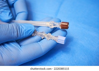 Regional Anesthesia Equipment. Injection Needles For Anesthesia In Doctor's Hands