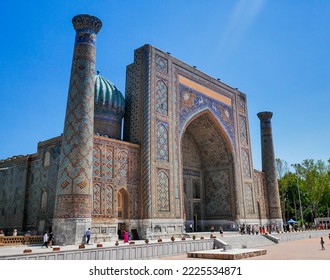 Registan At Samarkand, Uzbekistan. Ancient Silk Road Infrastructure.