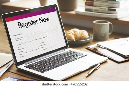 Register Now Application Information Concept